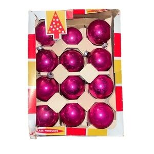 Vintage Coby pink Christmas ornaments bulbs 12